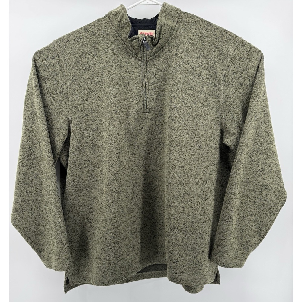 Wrangler Authentics Fleece Pullover Jacket 1/4 Zip Olive Heather Men's 3XL
